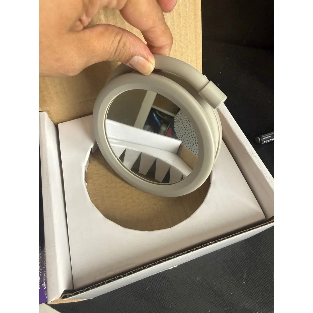 Joy Mangano Handy Hook Mirror Set of 2 Taupe 4.25 Inch Travel Mirrors with Pouch